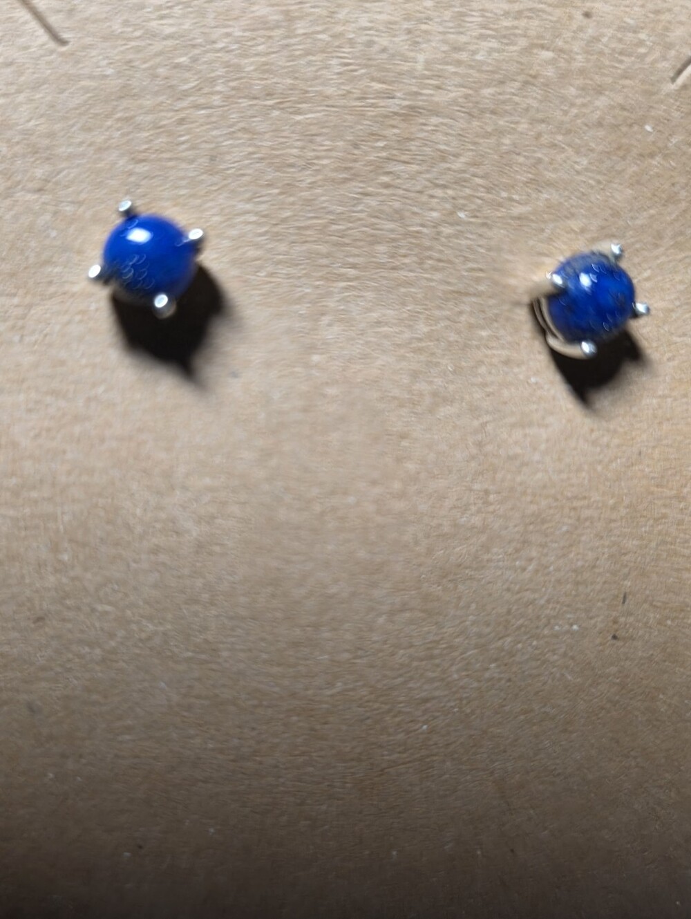 Blue  Lapis Round Stone Stud Earrings